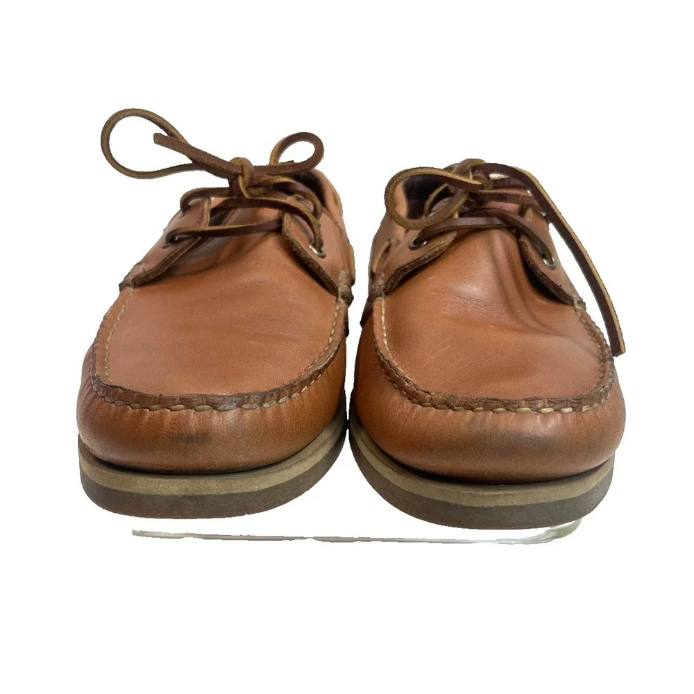Allen Edmonds Tan Leather Deck Boat Shoes 2 Eye Mens Size 10.5 D Force 10 Casual